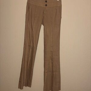 Bebe Y2K Vintage Brown Low Rise Flared Linen Trousers